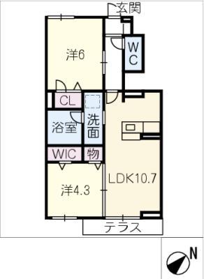オリーブ(2LDK/1階)の間取り写真