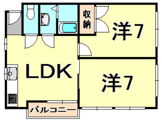 パティオ甲子園口(2LDK/3階)の間取り写真