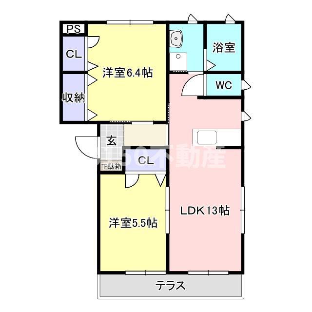エスポワールGIYOU A(2LDK/1階)の間取り写真