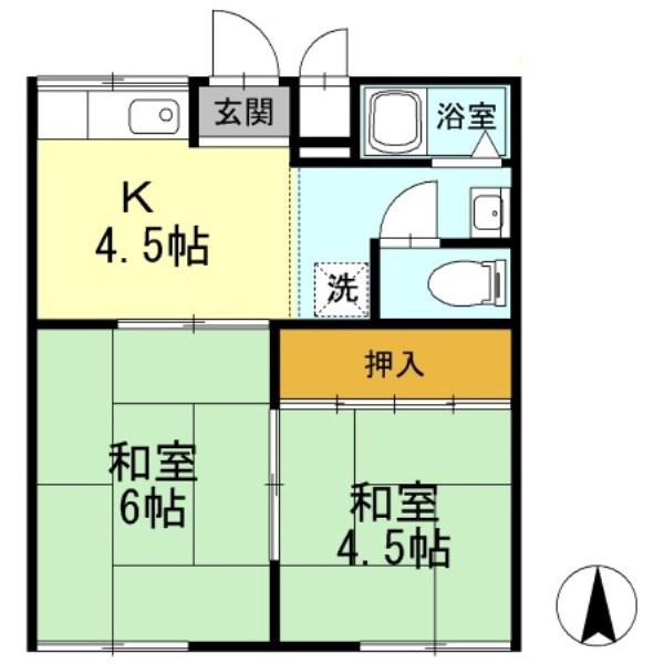 レスト北新川(2K/1階)の間取り写真