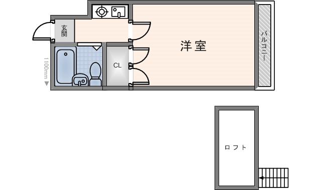 レオパレス花園第3(ワンルーム/2階)の間取り写真