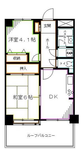 荻窪三丁目シティハウス(2DK/3階)の間取り写真