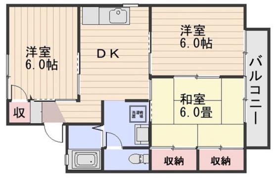 ゼフィール芳泉B棟(3DK/1階)の間取り写真