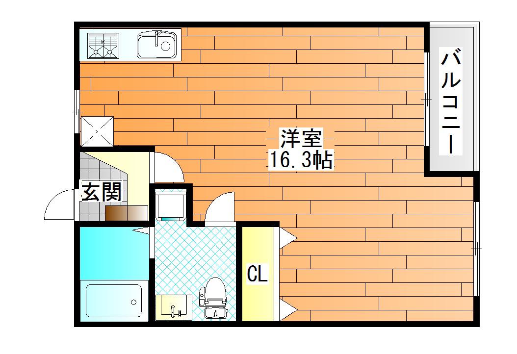 カサデラJ(1K/3階)の間取り写真