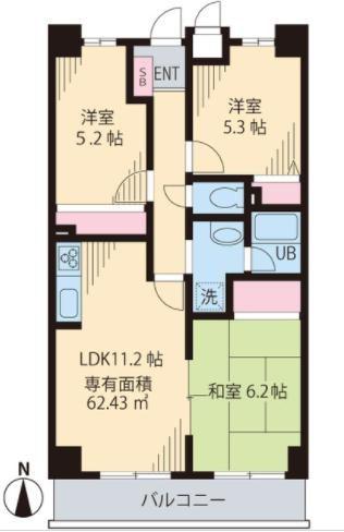 ヴィラ フルリエ(3LDK/5階)の間取り写真