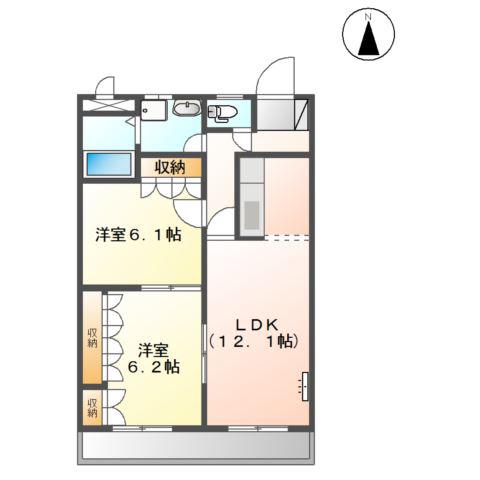 グリーンビル(2LDK/2階)の間取り写真