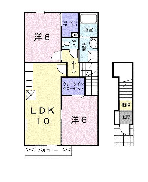 パティオ・ブラード(2LDK/2階)の間取り写真