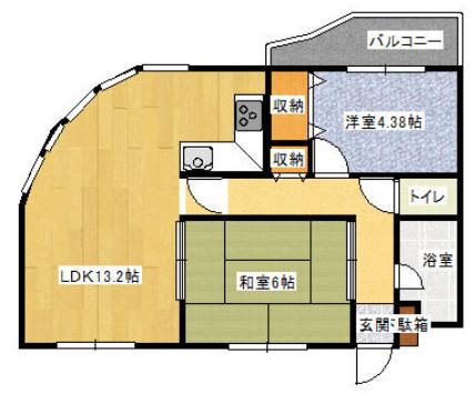 ロイヤルルベール(2LDK/6階)の間取り写真