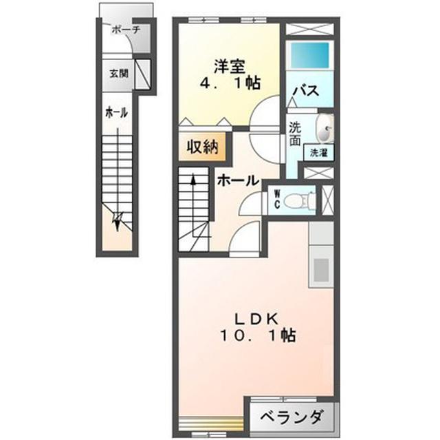 PRENDRE(1LDK/2階)の間取り写真