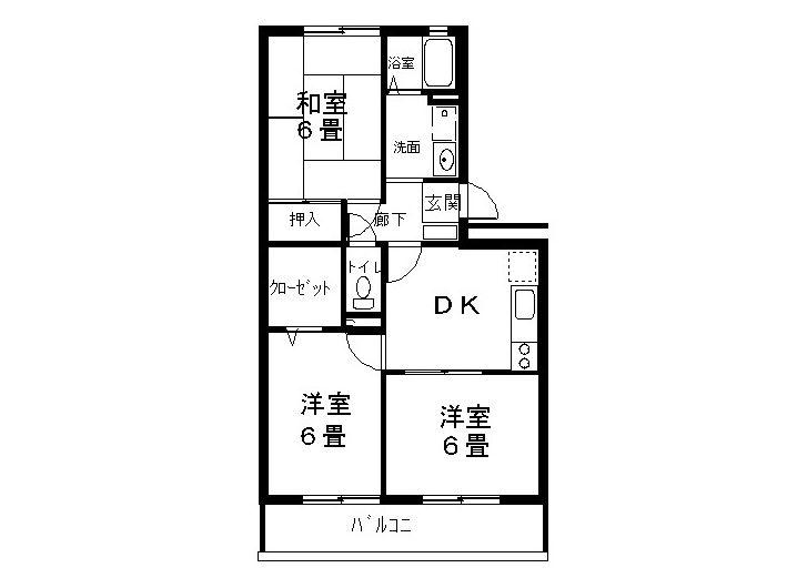 ハイカムール平田(3DK/1階)の間取り写真