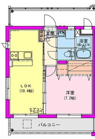 都城市中町マンション(1LDK/5階)の間取り写真