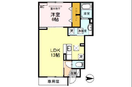 イースト VILLAGE 2015(1LDK/1階)の間取り写真