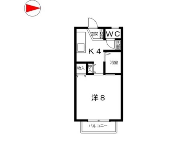 コーポドレミ作陽(1K/2階)の間取り写真