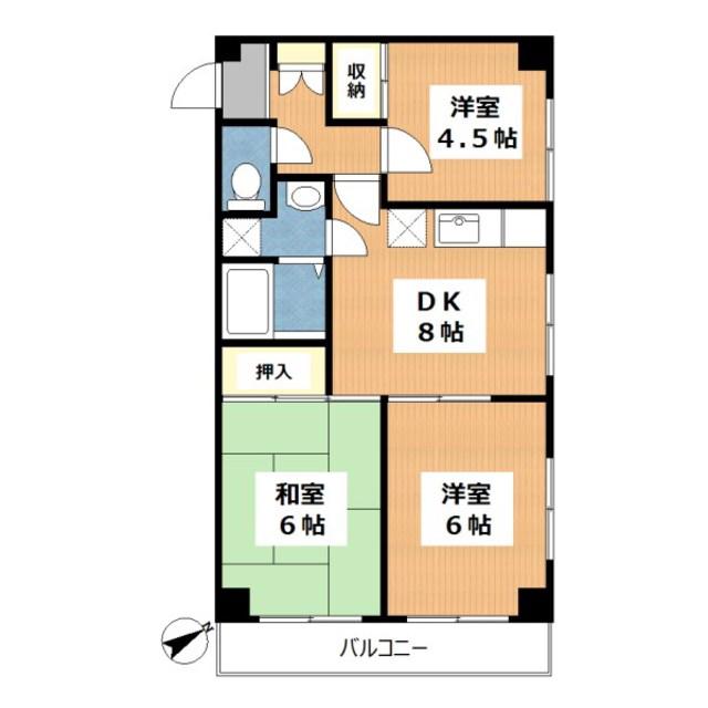 石川坂マンション(3DK/3階)の間取り写真