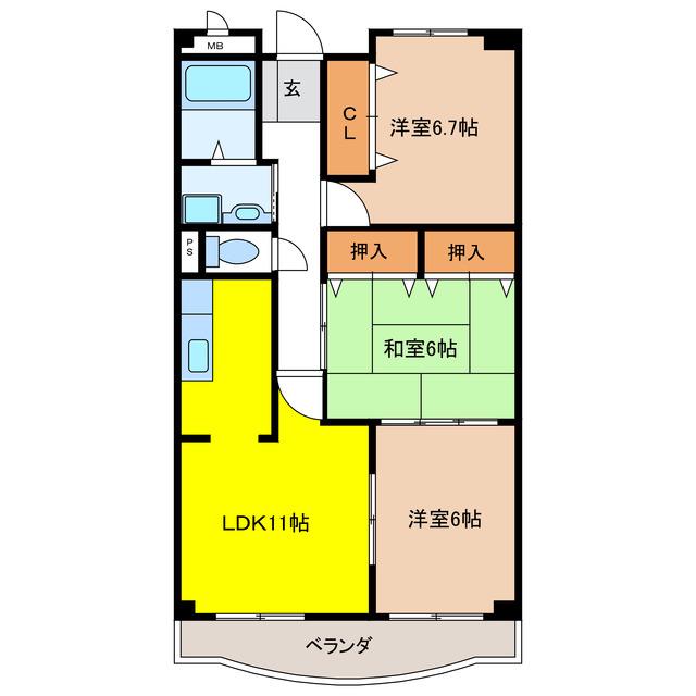 エムエフ キングダム(3LDK/4階)の間取り写真
