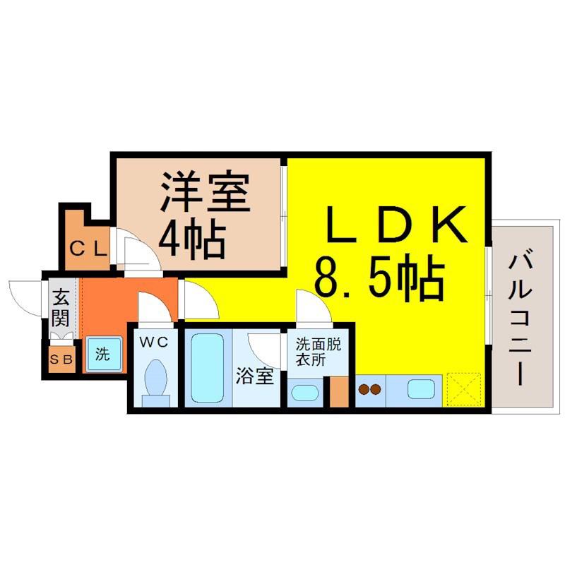 LASANTE東別院(1LDK/14階)の間取り写真