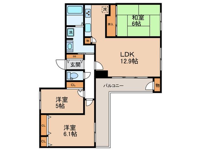 サーパス桂第2(3LDK/4階)の間取り写真