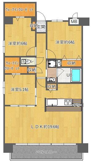 ウエストフィールド(2SLDK/2階)の間取り写真