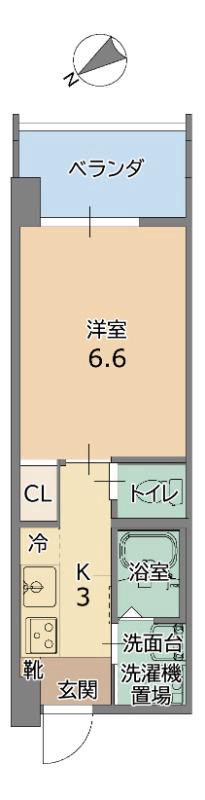 トーマス宇茂佐の森III(1K/8階)の間取り写真
