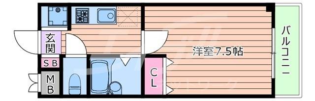 コアティーパートI(1K/3階)の間取り写真