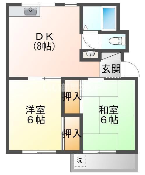 コーポリバティ(2DK/2階)の間取り写真