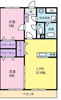 レザンガルテン(2LDK/1階)の間取り写真