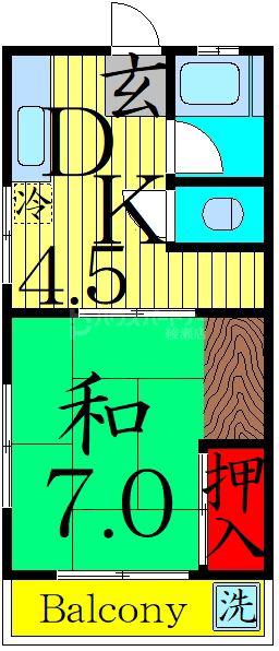第5金子コーポ(1DK/1階)の間取り写真