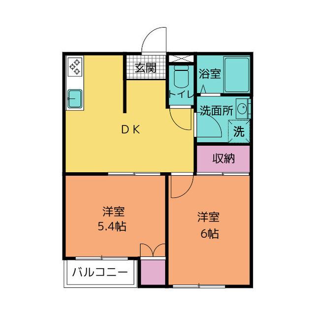 ステーシア優(2DK/2階)の間取り写真