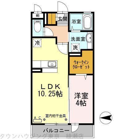 フォルテーヌIV(1LDK/3階)の間取り写真