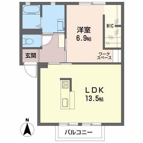 ぱれす よつや(1LDK/1階)の間取り写真