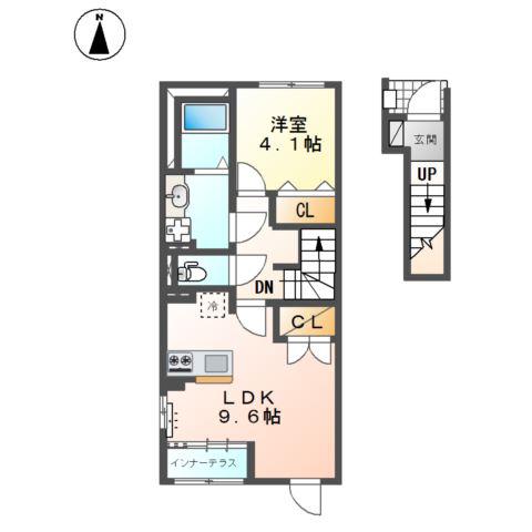 ヴァルトハイム・西大寺(1LDK/2階)の間取り写真