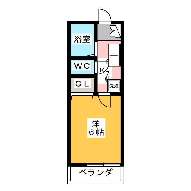 マーブルコート(1K/1階)の間取り写真