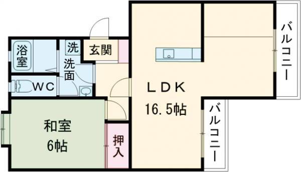 クボタハイツ(1LDK/3階)の間取り写真