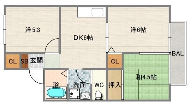 ステラハイツ(3DK/2階)の間取り写真