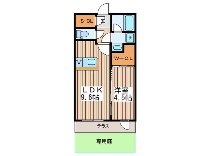 ラ・ミアカーサ東中野(1LDK/1階)の間取り写真