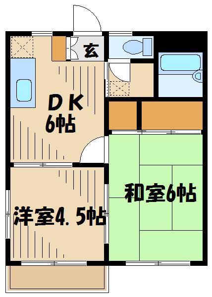 リンナイハイツ(2DK/2階)の間取り写真