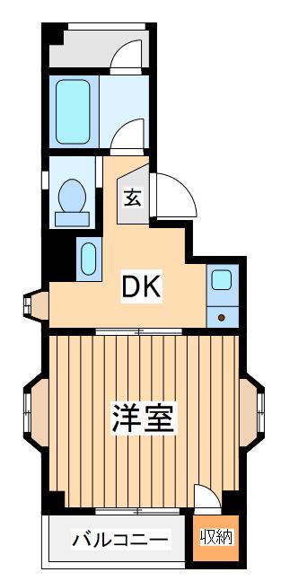 グランドキャニオン元町(1DK/3階)の間取り写真