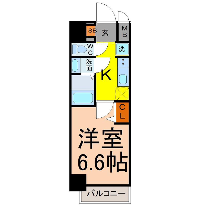 MAXIV名古屋上前津(1K/7階)の間取り写真