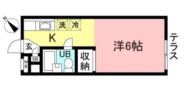 グリューネヴァルト(1K/1階)の間取り写真