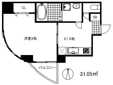 ウェルベア新神戸(1K/7階)の間取り写真