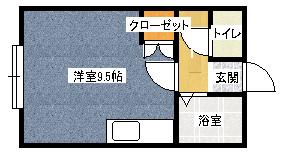 フローラルハイムA・B(ワンルーム/2階)の間取り写真