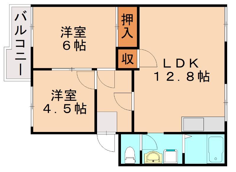 アネックス那珂川A(2LDK/2階)の間取り写真