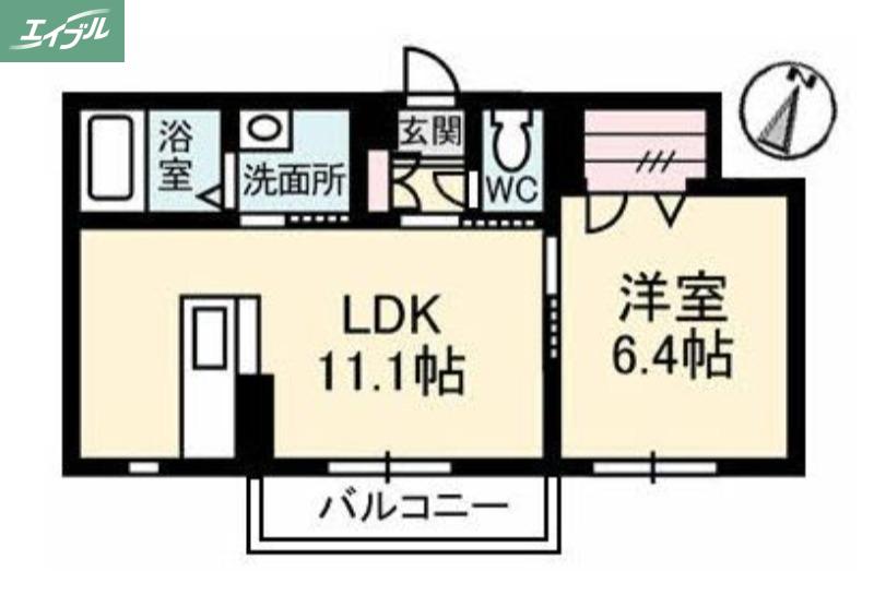  ソレイユコート新保(1LDK/3階)の間取り写真