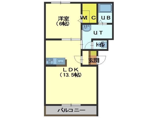 インペリアルS(1LDK/3階)の間取り写真