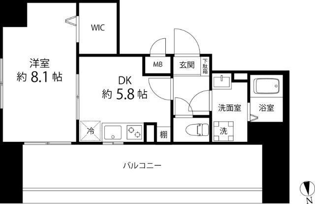 T′S GARDEN川崎大師II(1DK/9階)の間取り写真