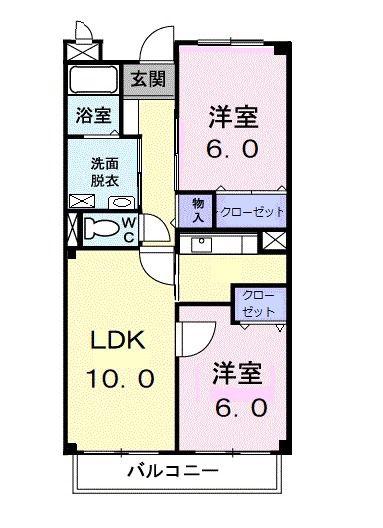 メゾン・リュエルII(2LDK/2階)の間取り写真