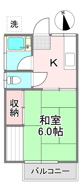 藤美ハイツ(1K/2階)の間取り写真