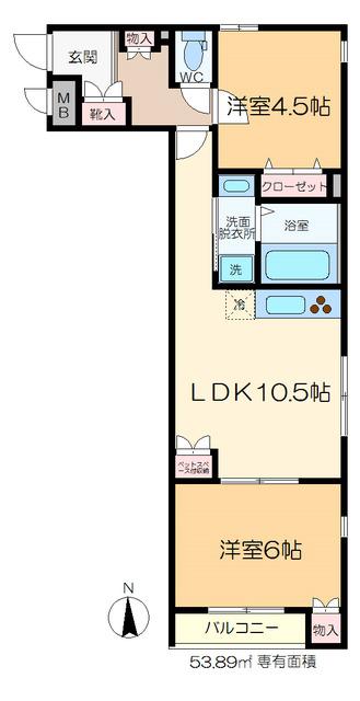 AUBERGE ENN B(2LDK/4階)の間取り写真