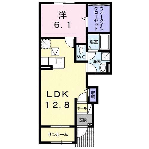 グランツTOWAII(1LDK/1階)の間取り写真