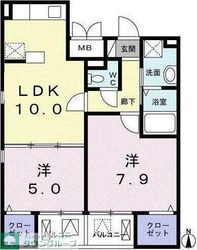 RISING練馬(2LDK/5階)の間取り写真